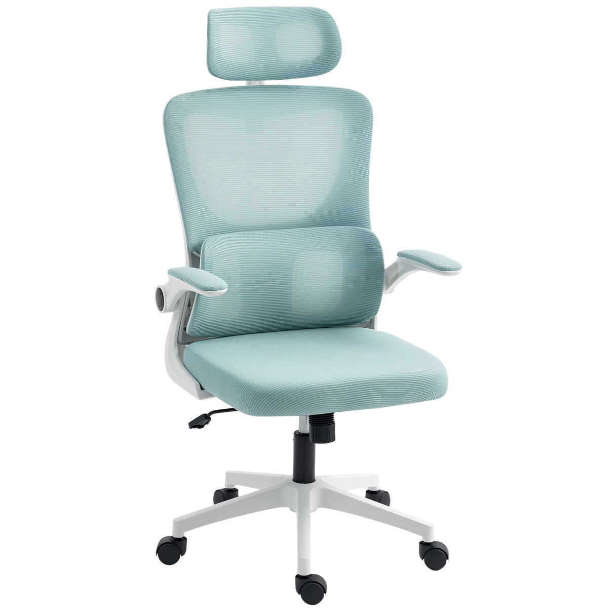 Ergonomic Office Chair, Mesh Computer Desk Chair with Adjustable Headrest, 4D Lumbar Support, Flip-up Arm, Grey