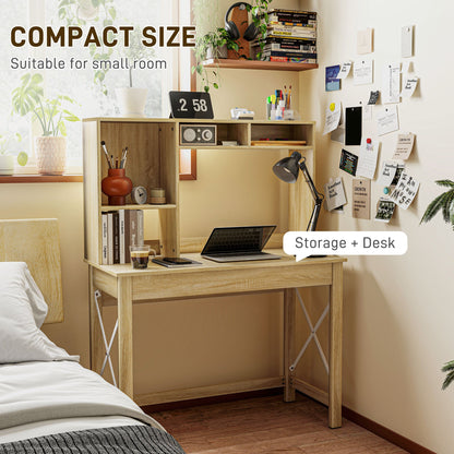 Sloan Computer Desk with Hutch and Storage Shelves-Oak