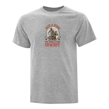 T-shirt "Save a horse, ride a cowboy" imprimé