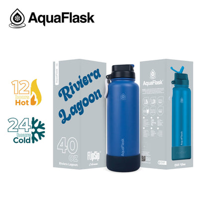 AquaFlask Colorwave 40oz Flip Sip Bottle – Insulated Stainless Steel Water Flask