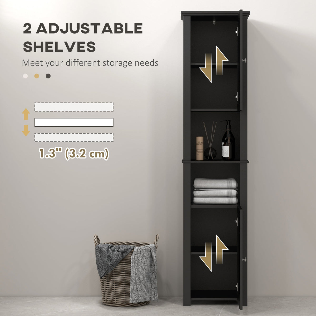 Tall Medicine Cabinet, Freestanding Bathroom Storage Cabinet with Shelves and 2 Cupboards, Bathroom Organizer, White