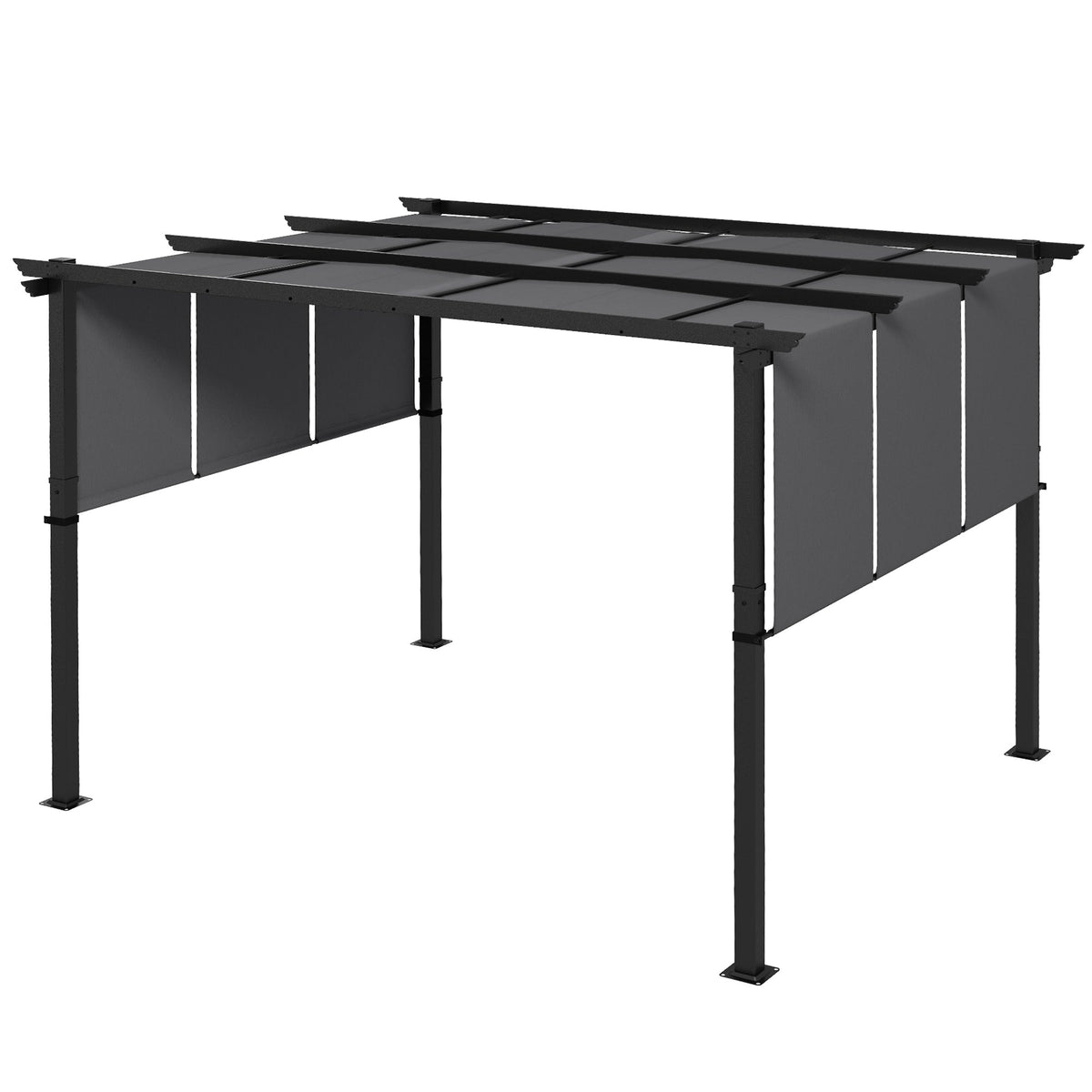 10' x 10' Metal Pergola, Outdoor Pergola with Retractable Canopy, for Garden, Patio, Backyard, Deck, Charcoal Grey