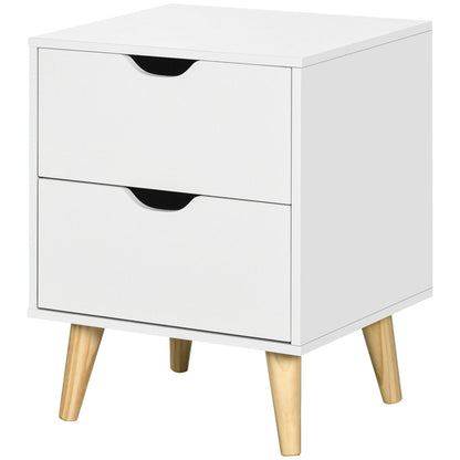 Jesse Nightstand with 2 Drawers and Pine Wood Legs-White