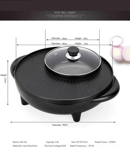 Korean Electric Hot Pot, Multifunctional Grill Pan