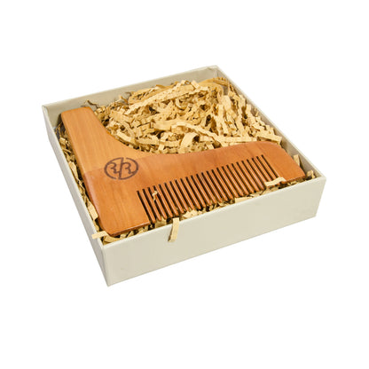 Rockwell Beard Shaper & Comb in Natural Pear Wood