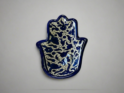 Handmade Ceramic Hamsa Palm-Shaped Dish – 7” Serving Plate