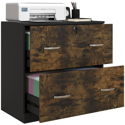 2 Drawer File Cabinet with Lock, Office Filing Cabinet, Hanging Bar for Letter Size, Home Office, Grey