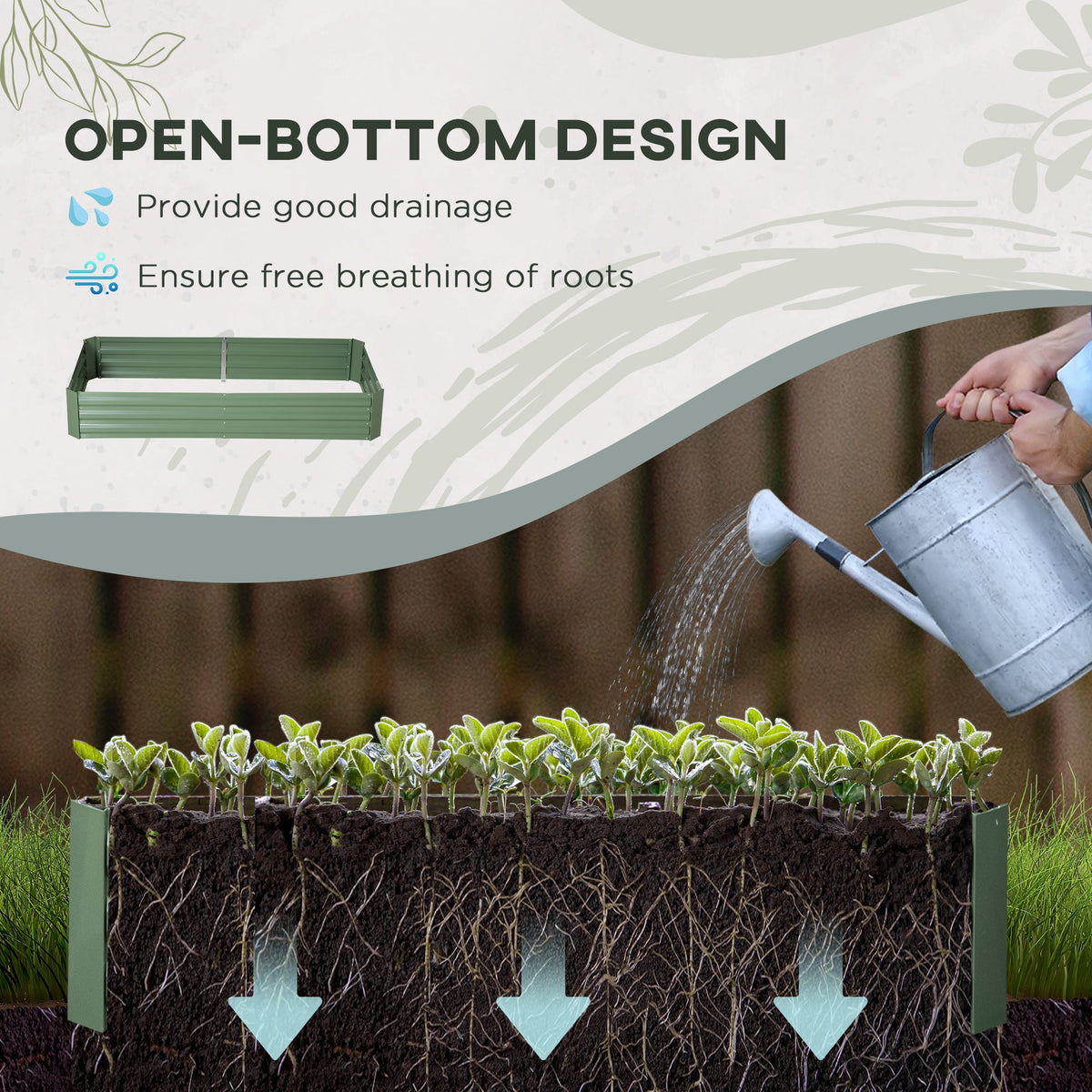 6' x 3' x 1' Raised Garden Bed with 2 Trellis Tomato Cages, Steel Frame Elevated Planter Box, Black