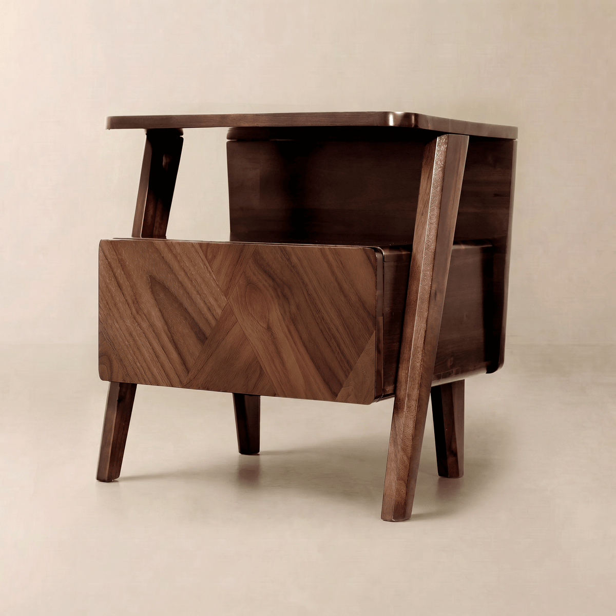 Rum Solid Wood Nightstand