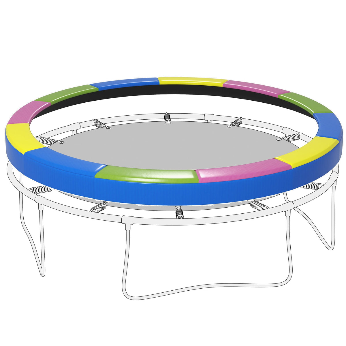 14FT Trampoline Spring Cover, Trampoline Pad Replacement, Waterproof and Tear-Resistant, All-Weather Trampoline Accessories, Multi-Colored