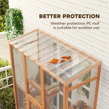 Large Outdoor Catio with 6 Jumping Platforms, Scratching Post, 2 Ramps, Waterproof Roof, Grey