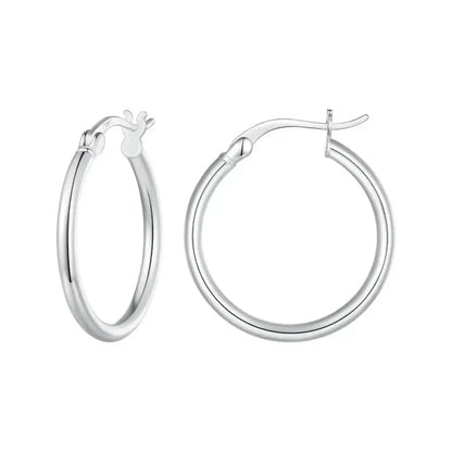14K White Gold-Plated 925 Sterling Silver Hoop Earrings - Stylish And Hypoallergenic Jewelry For Women