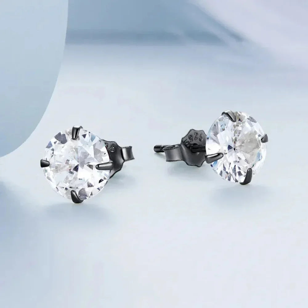 Cz Stud Earrings - 925 Sterling Silver Platinum Plated - Round Cubic Zirconia Hypoallergenic Earrings 4Mm 5Mm 6Mm 7Mm Bse166
