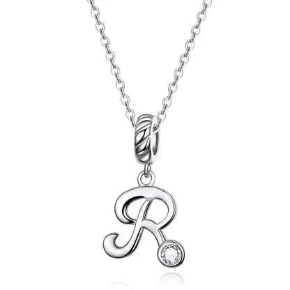 Chic And Timeless 925 Sterling Silver Initial Pendant Necklace | Platinum Plated Vintage Letter A To Z | Women'S Fine Jewelry