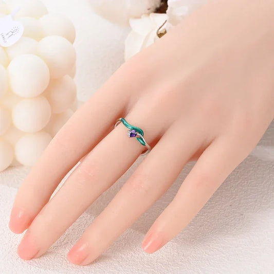 925 Sterling Silver Enamel Tulip Ring