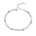 925 Sterling Silver Double Bead Chain Bracelet