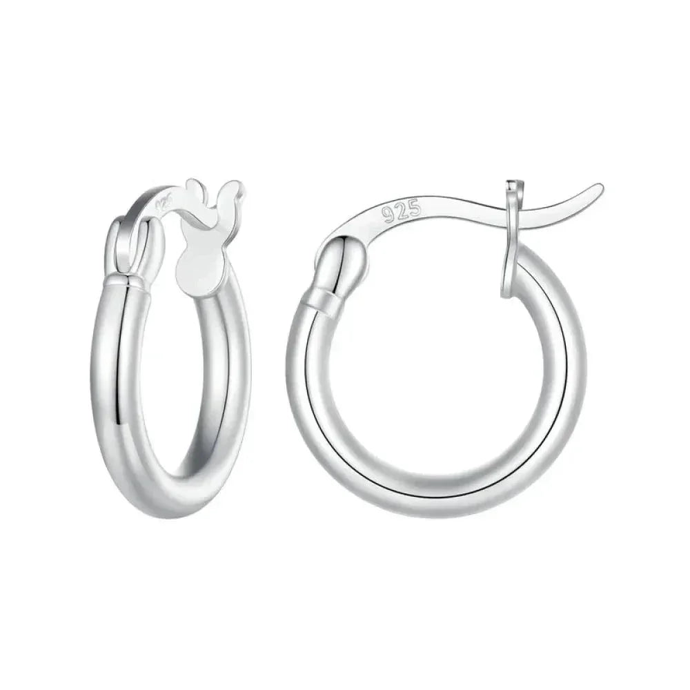 14K White Gold-Plated 925 Sterling Silver Hoop Earrings - Stylish And Hypoallergenic Jewelry For Women