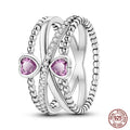 925 Sterling Silver Double Heart Infinity Ring
