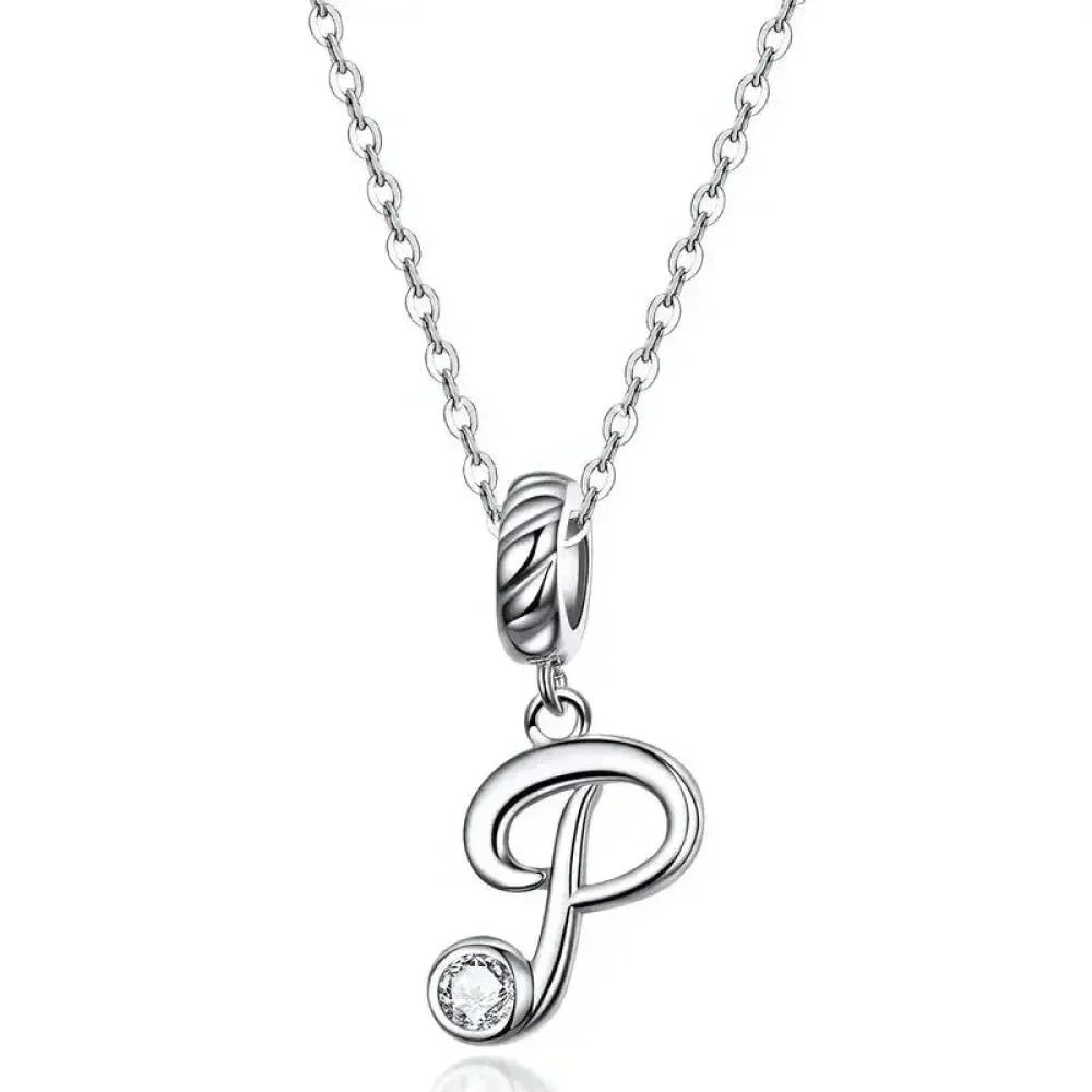 Chic And Timeless 925 Sterling Silver Initial Pendant Necklace | Platinum Plated Vintage Letter A To Z | Women'S Fine Jewelry