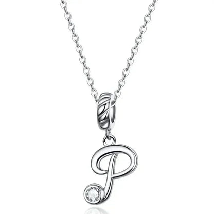 Chic And Timeless 925 Sterling Silver Initial Pendant Necklace | Platinum Plated Vintage Letter A To Z | Women'S Fine Jewelry