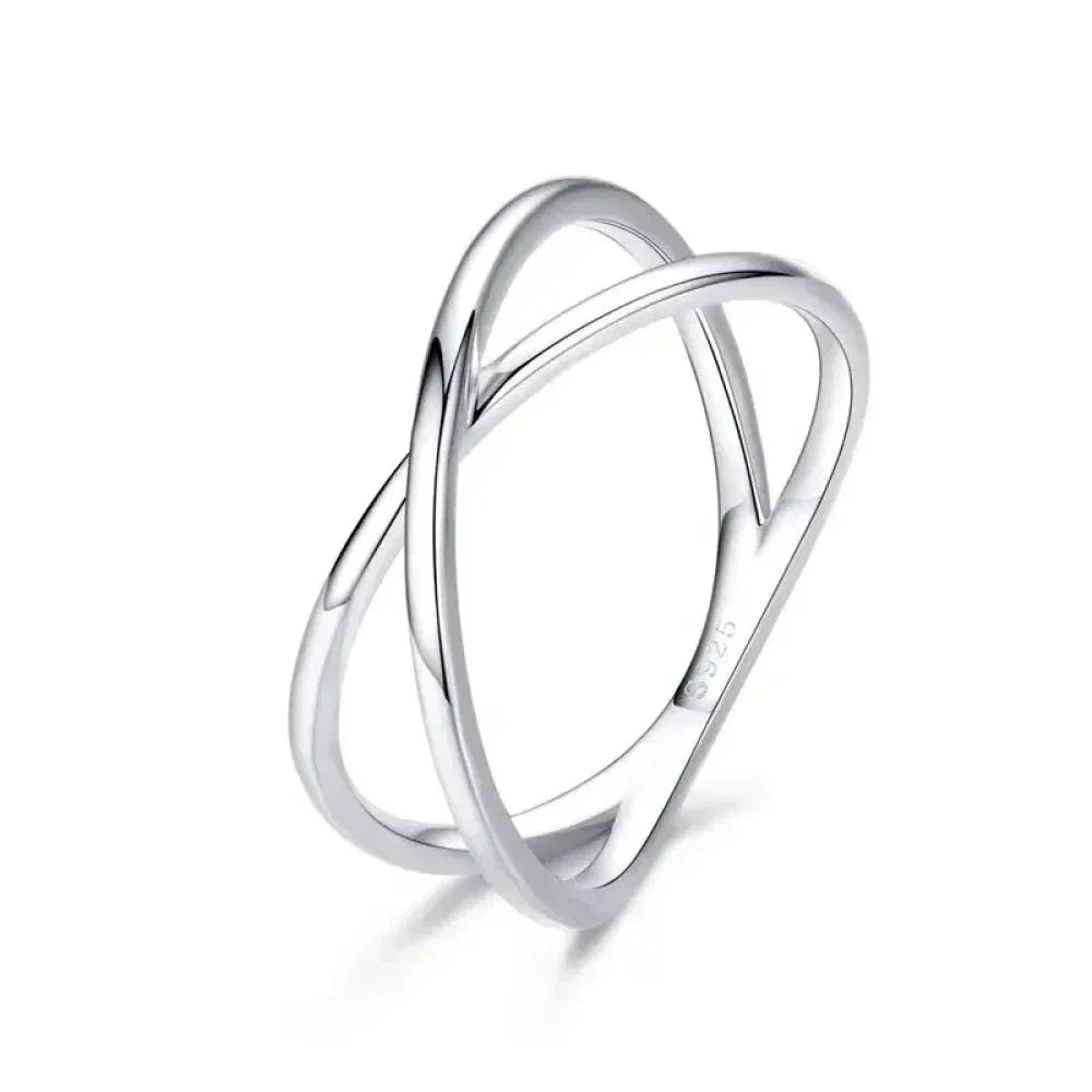 Breathtaking 14K Gold Plated X Ring - Elegant Minimalist 925 Sterling Silver Cross Ring For Women - Promise Jewelry Scr543