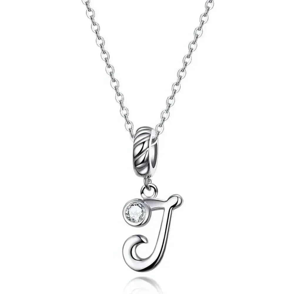 Chic And Timeless 925 Sterling Silver Initial Pendant Necklace | Platinum Plated Vintage Letter A To Z | Women'S Fine Jewelry
