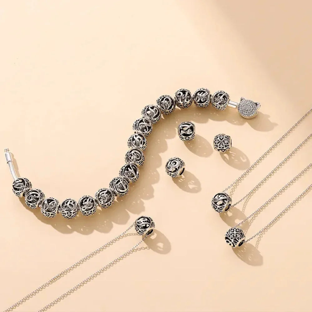 925 Sterling Silver Alphabet Charms - A To Z Letter Collection For Diy Jewelry Making