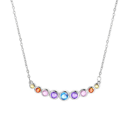 Rainbow Sparkle Sterling Silver Pendant Necklace
