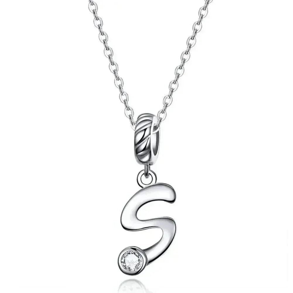 Chic And Timeless 925 Sterling Silver Initial Pendant Necklace | Platinum Plated Vintage Letter A To Z | Women'S Fine Jewelry