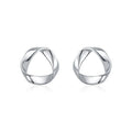 925 Sterling Silver Minimalist Wavy Stud Earrings - Women Fine Jewelry