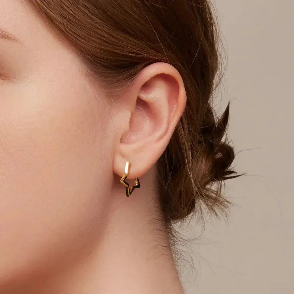 925 Sterling Silver Starlike Earrings - Minimalist Star Shape Ear Buckle for Women - Fashion jewelry SCE1136
