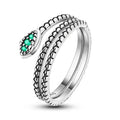925 Sterling Silver Green Serpent Ring