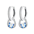 Lucky Charm Blue Butterfly Sterling Silver Hoop Earrings