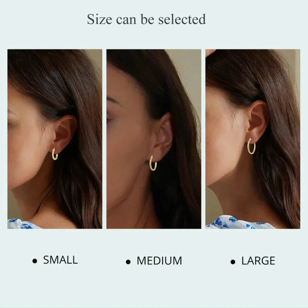 14K White Gold-Plated 925 Sterling Silver Hoop Earrings - Stylish And Hypoallergenic Jewelry For Women