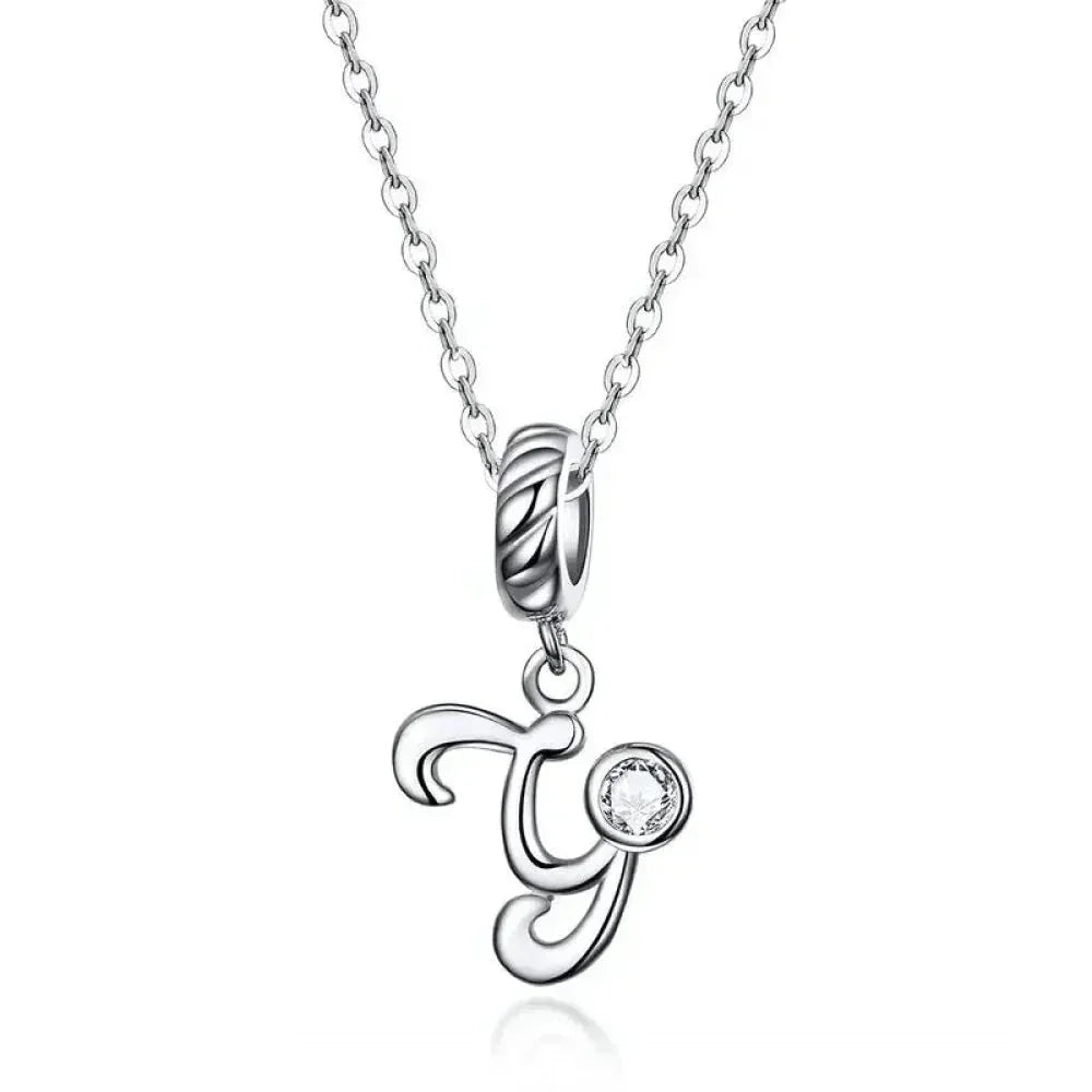 Chic And Timeless 925 Sterling Silver Initial Pendant Necklace | Platinum Plated Vintage Letter A To Z | Women'S Fine Jewelry