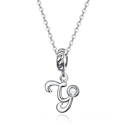Chic And Timeless 925 Sterling Silver Initial Pendant Necklace | Platinum Plated Vintage Letter A To Z | Women'S Fine Jewelry