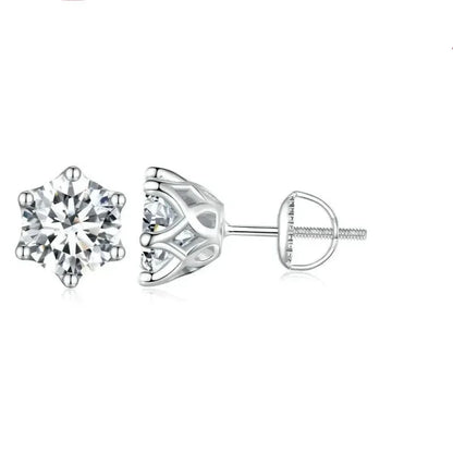 Radiant Moissanite Stud Earrings | D Color Round Cut 925 Silver, Gold Plated