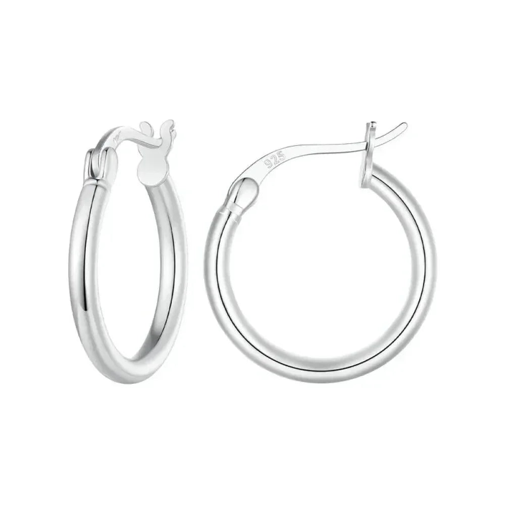 14K White Gold-Plated 925 Sterling Silver Hoop Earrings - Stylish And Hypoallergenic Jewelry For Women