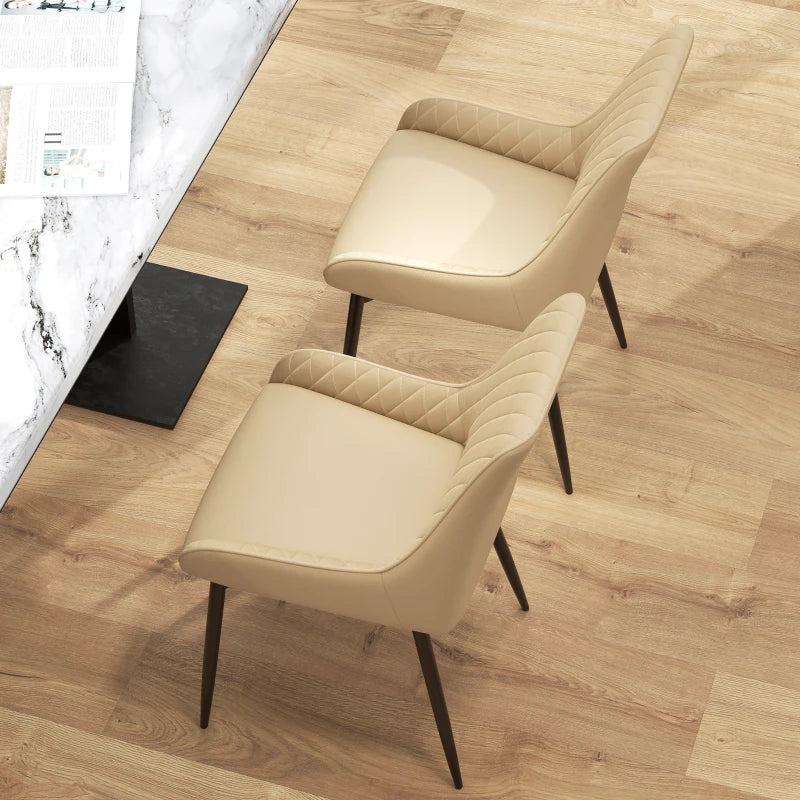 Blake Modern Dining Chairs with Diamond Tufting and Steel Legs-Set of 2-Khaki