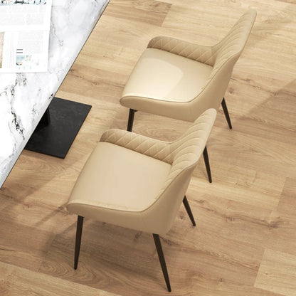 Blake Modern Dining Chairs with Diamond Tufting and Steel Legs-Set of 2-Khaki