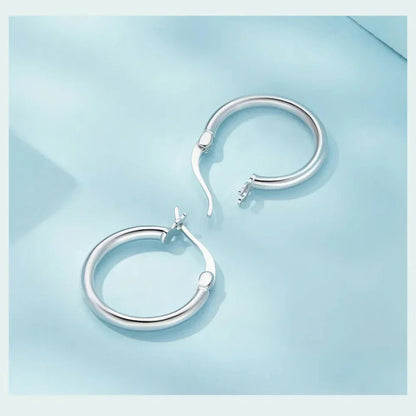 14K White Gold-Plated 925 Sterling Silver Hoop Earrings - Stylish And Hypoallergenic Jewelry For Women