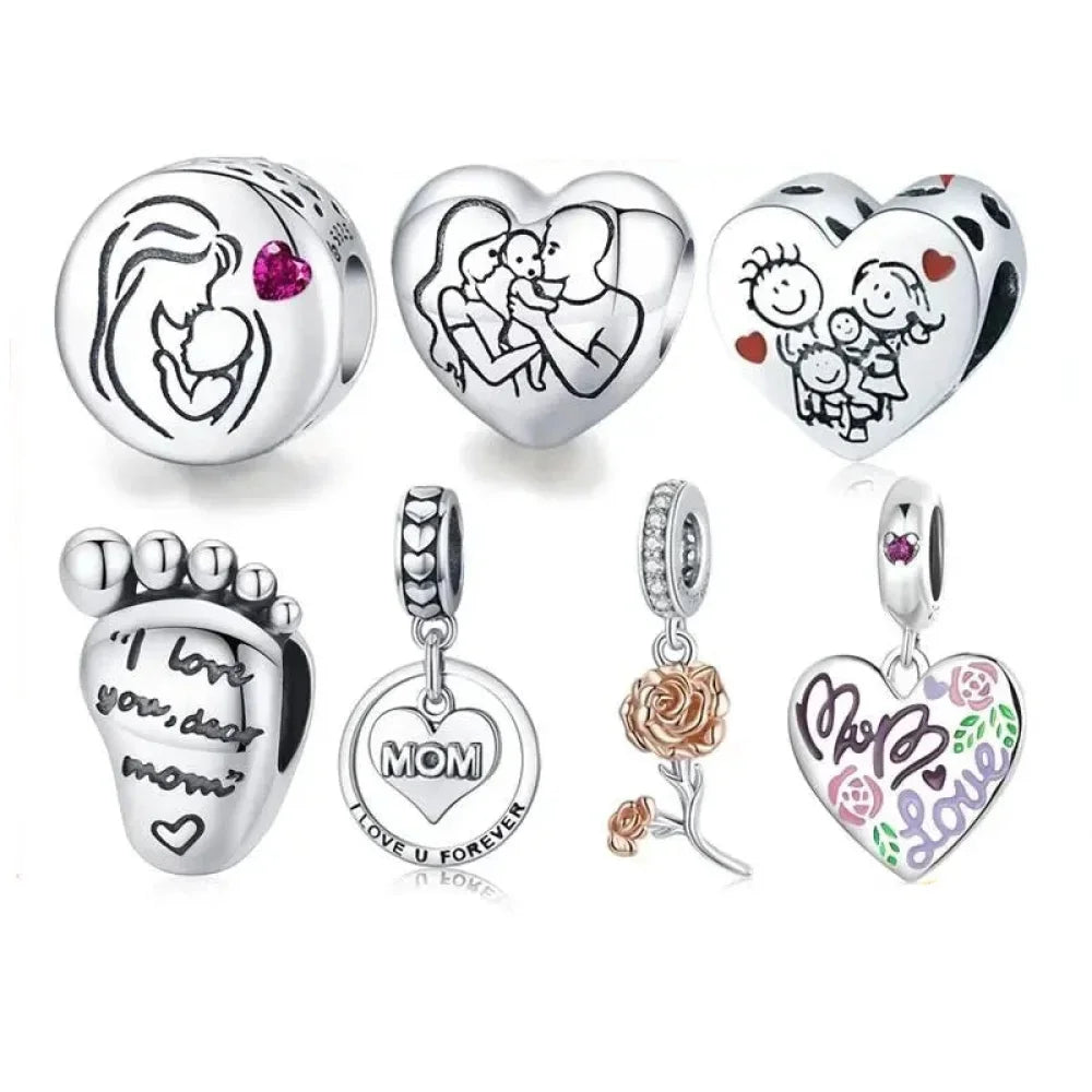 925 Sterling Silver Maternal Love Charm Diy - Touching Baby Feet Pendant For Bracelet