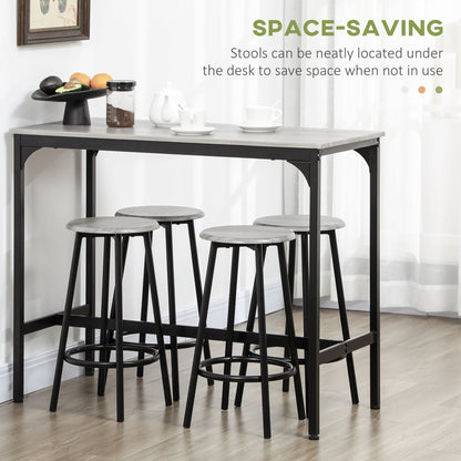 5-Piece Bar Table Set for 4, Industrial Counter Height Bar Table and Chairs for Kitchen, Dining Room, Grey
