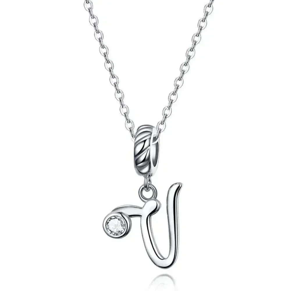 Chic And Timeless 925 Sterling Silver Initial Pendant Necklace | Platinum Plated Vintage Letter A To Z | Women'S Fine Jewelry