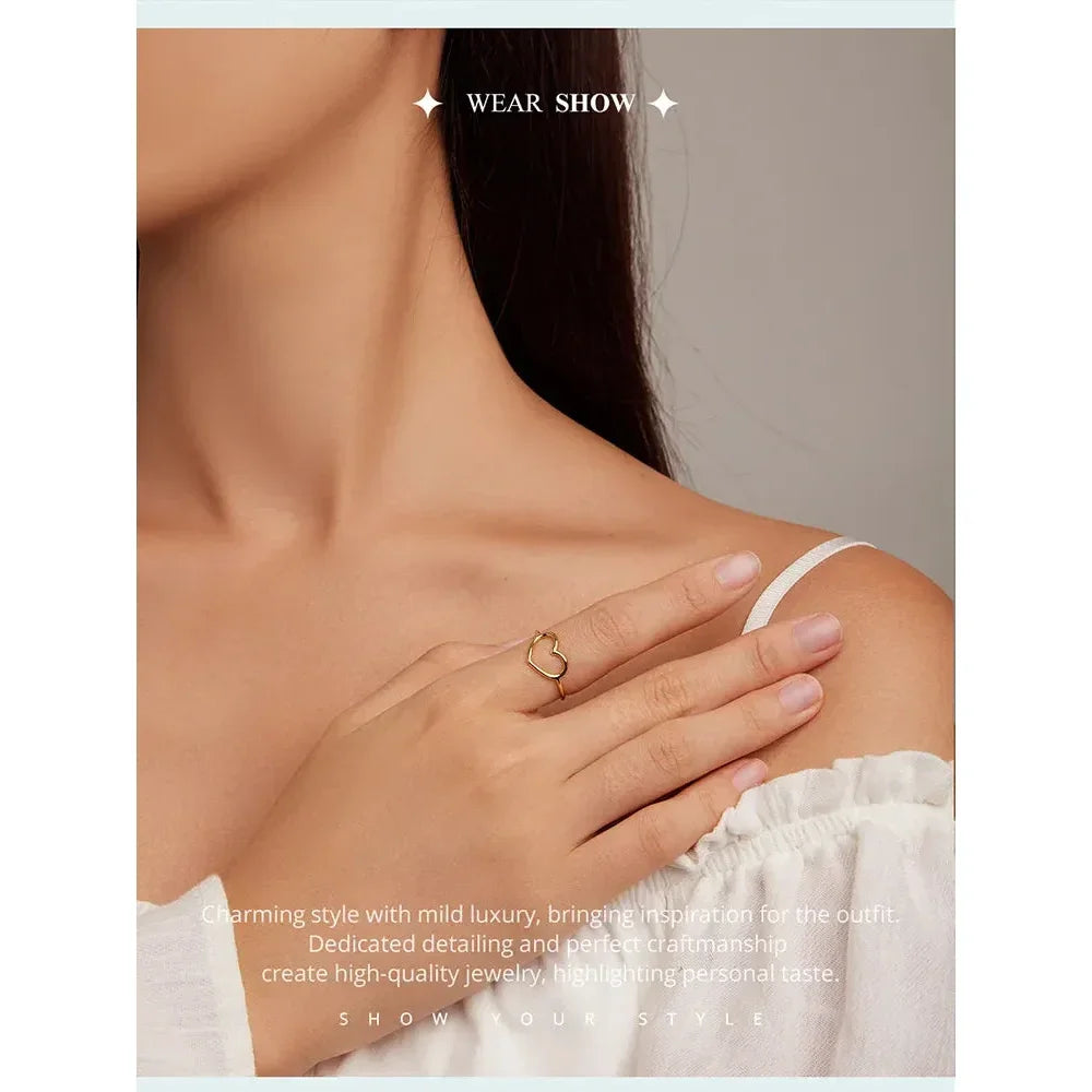 925 Sterling Silver Minimal Heart Band Ring