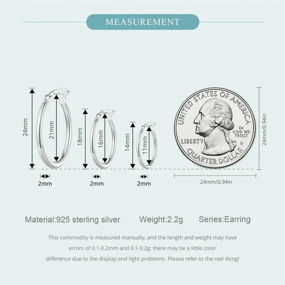 14K White Gold-Plated 925 Sterling Silver Hoop Earrings - Stylish And Hypoallergenic Jewelry For Women
