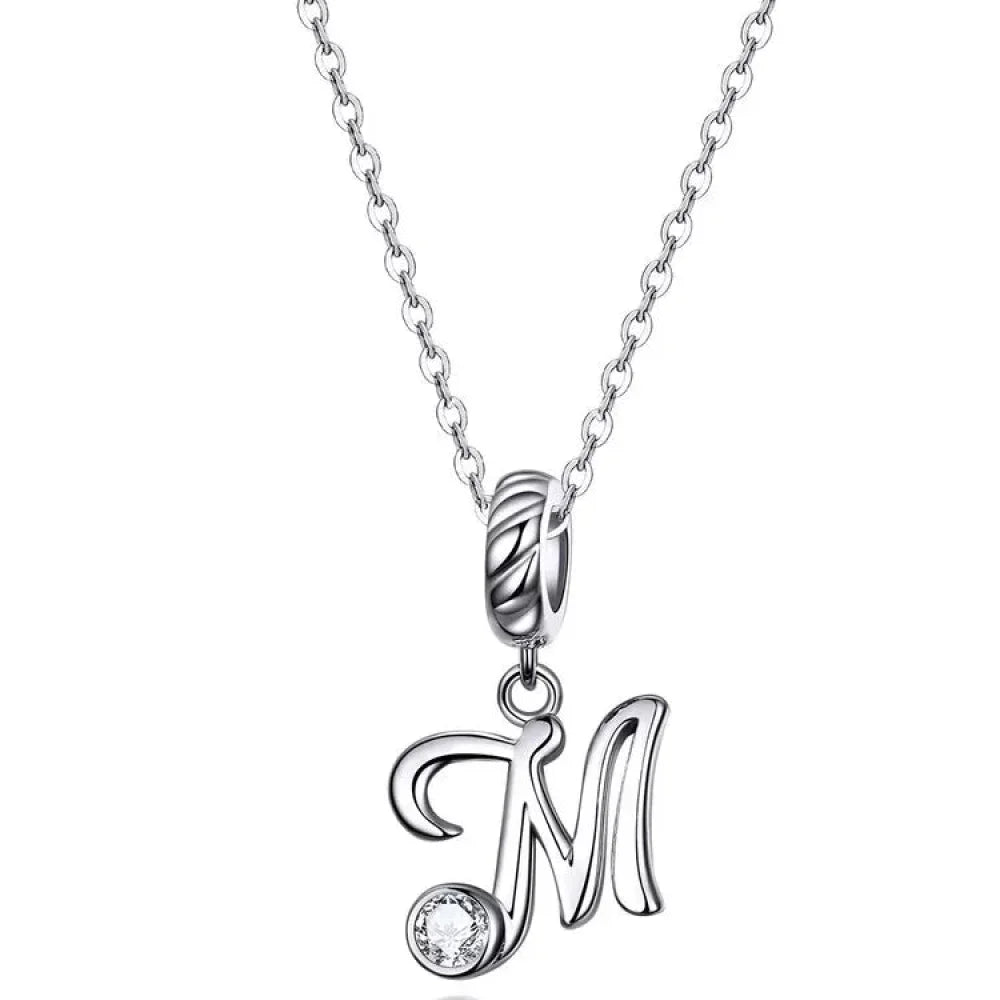 Chic And Timeless 925 Sterling Silver Initial Pendant Necklace | Platinum Plated Vintage Letter A To Z | Women'S Fine Jewelry