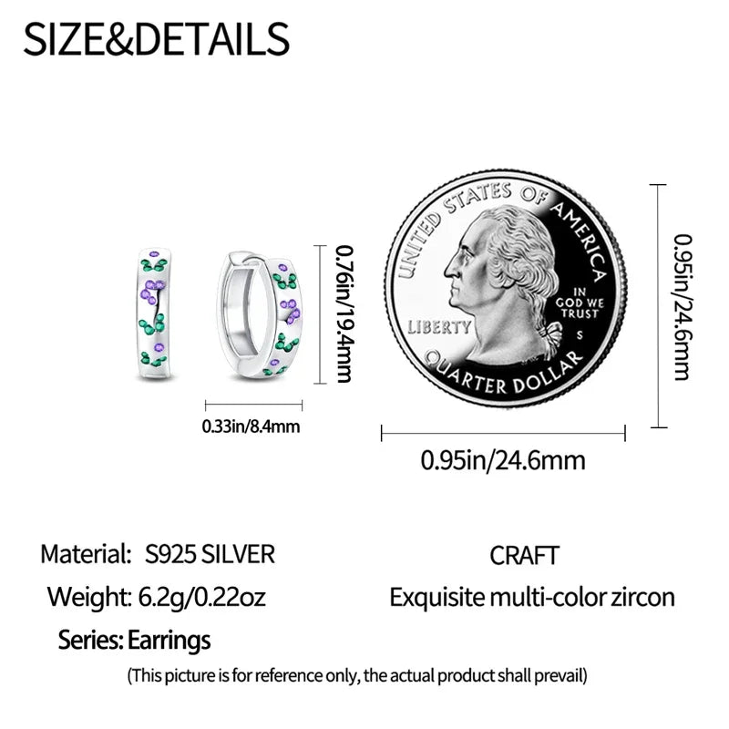 Elegant Gemstone Sterling Silver Hoop Earrings