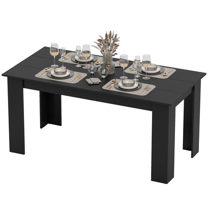 47" Kitchen Table for 4-6 People, Dining Table with Wood Effect for Dining Room, Black
