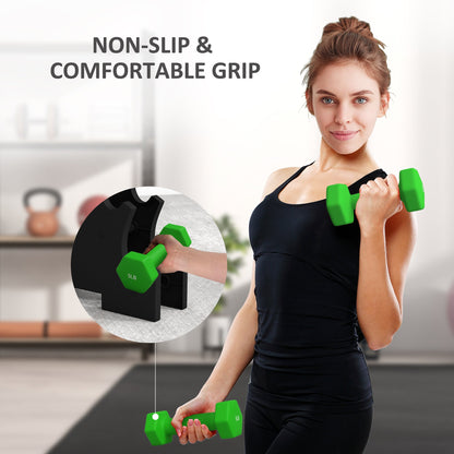 2 x 2 lbs., 2 x 3 lbs., 2 x 5 lbs. Dumbbells Set with Dumbbell Rack, Hand Weights for Home Gym Training